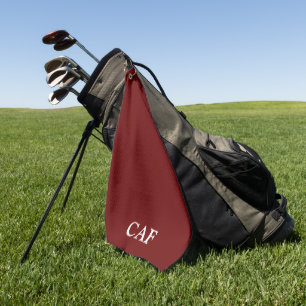 Serviette De Golf Monogramme Bordeaux Marron Rouge Foncé Blanc  