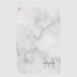 Serviette De Golf Monogramme classique personnalisé et nom en marbre