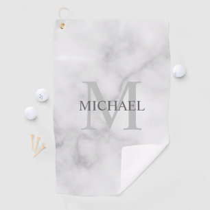 Serviette De Golf Monogramme classique personnalisé et nom en marbre