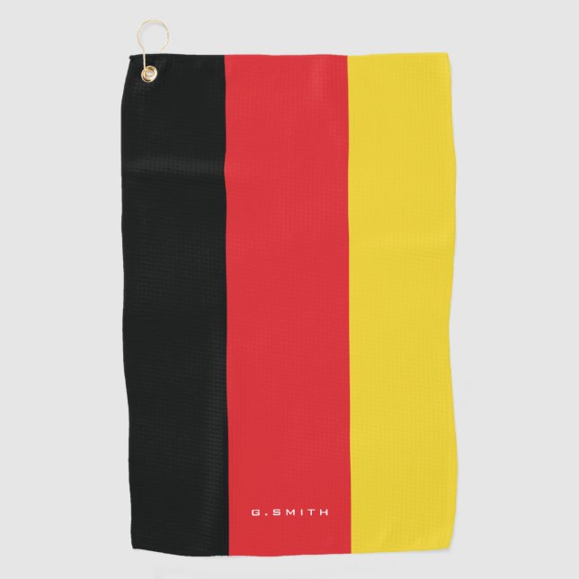 Serviette De Golf Monogramme.Couleurs du drapeau allemand. (Devant)