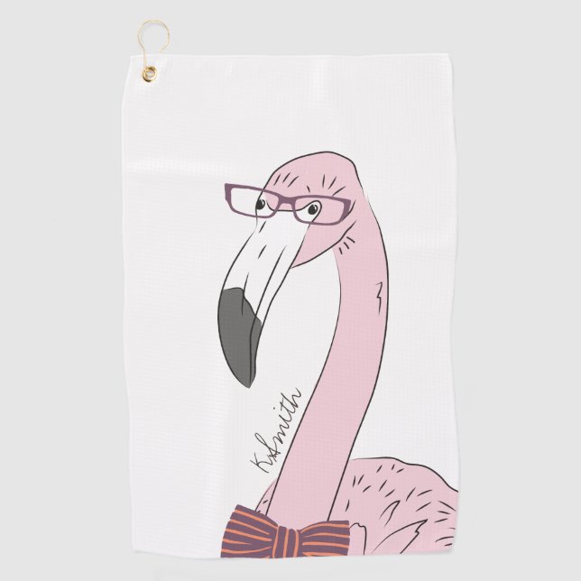 Serviette De Golf Monogramme Cute et Flamant rose amusant Hipster (Devant)