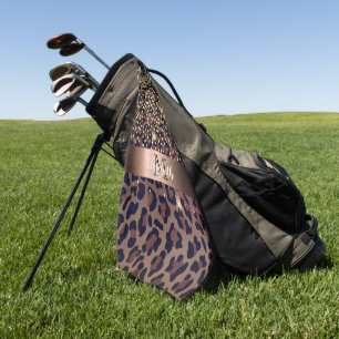 Serviette De Golf Monogramme de glamour brun motif léopard brun noir