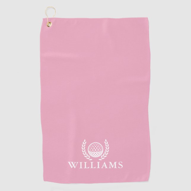 Serviette De Golf Monogramme de nom personnalisé rose élégant classi (Devant)
