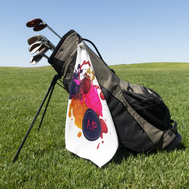 Serviette De Golf Monogramme de nuqueur violet rose rouge or (Vert)