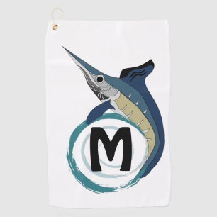 Serviette De Golf Monogramme de saut d'espadon