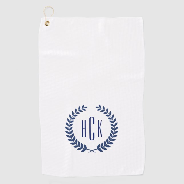 Serviette De Golf Monogramme de traitement de laure bleue. (Devant)