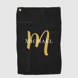Serviette De Golf Monogramme d'or Elégant initial Modèle moderne mei