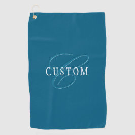 Serviette De Golf Monogramme élégant | Bleu océan