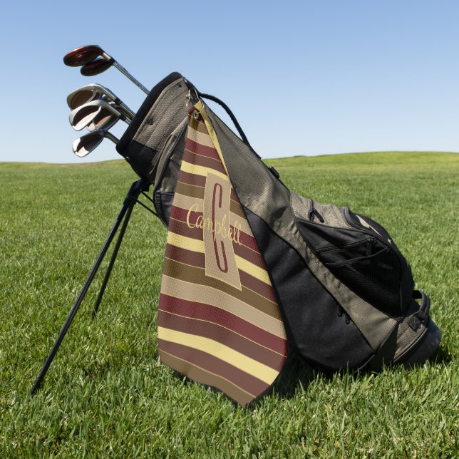 SERVIETTE DE GOLF MONOGRAMME ÉLÉGANT BROWN OR STRIPE MOTIF (Vert)