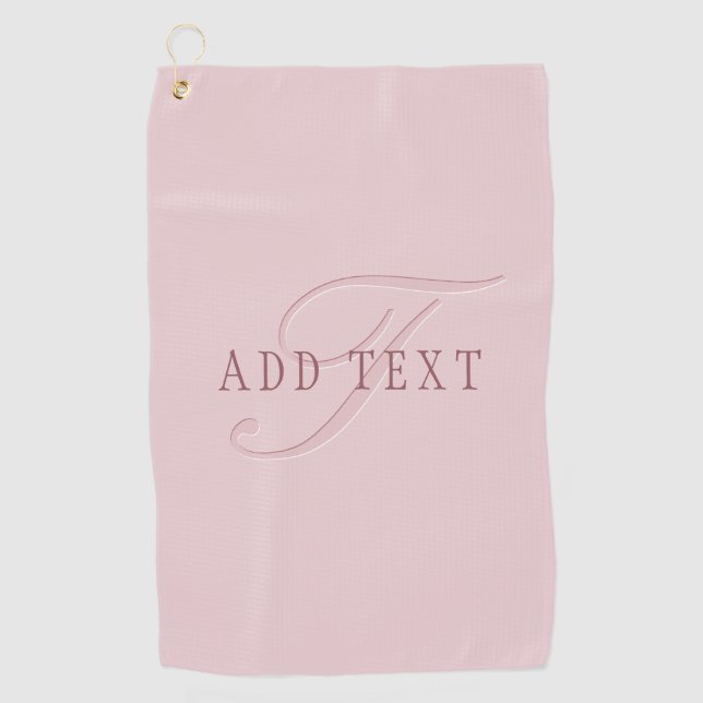 Serviette De Golf Monogramme élégant | Or Rose (Devant)