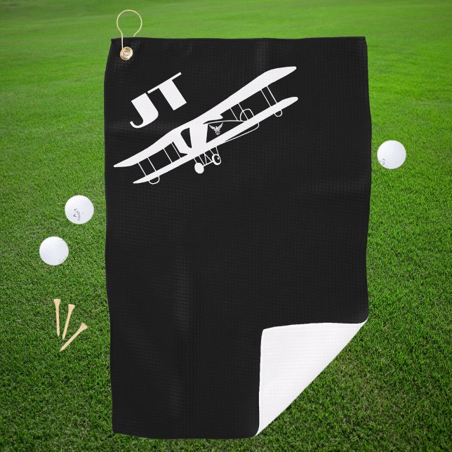 Serviette De Golf Monogramme et avion, simple, aviation Cool (Créateur téléchargé)