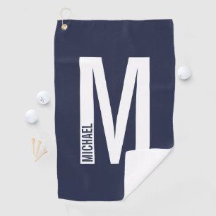 Serviette De Golf Monogramme et nom personnalisés gras modernes