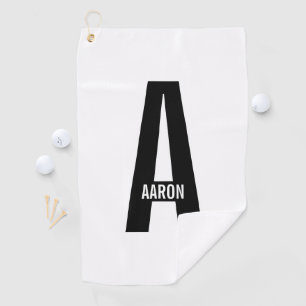 Serviette De Golf Monogramme et nom personnalisés gras modernes
