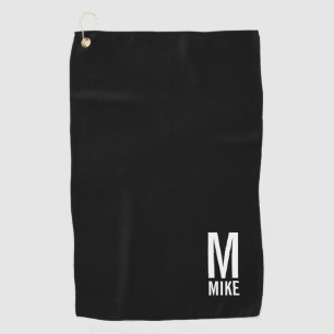 Serviette De Golf Monogramme et nom personnalisés modernes