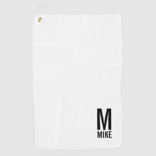 Serviette De Golf Monogramme et nom personnalisés modernes