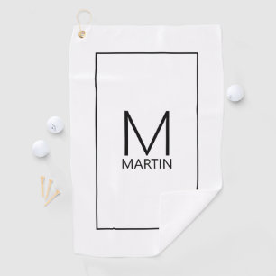 Serviette De Golf Monogramme et nom personnalisés modernes