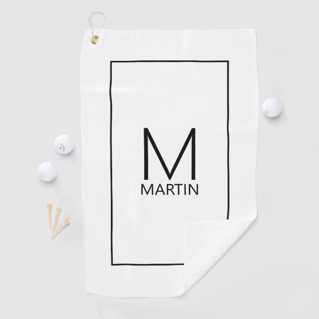 Serviette De Golf Monogramme et nom personnalisés modernes (En situation)