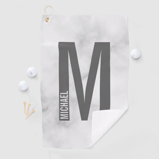 Serviette De Golf Monogramme et nom personnalisés modernes (En situation)