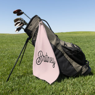 Serviette De Golf Monogramme et nom rose pâle moderne