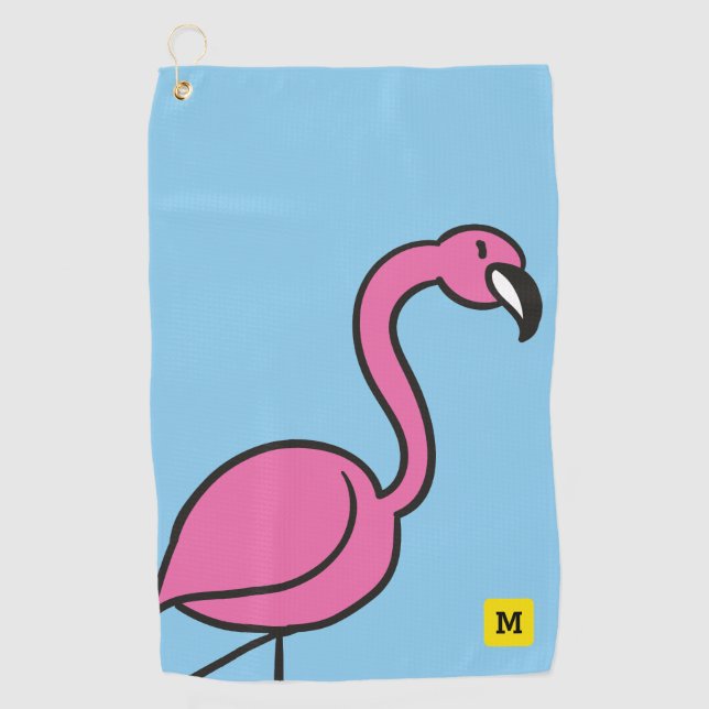 Serviette De Golf Monogramme Funny Jote Pink Doodle Flamant rose tro (Devant)