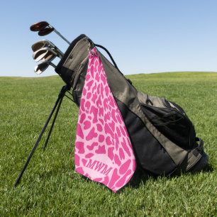 Serviette De Golf Monogramme girafe peau rose motif