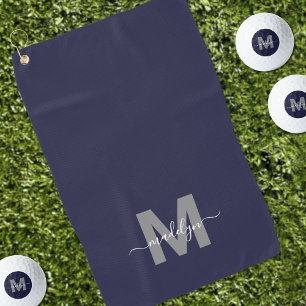 Serviette De Golf Monogramme Initial Nom Bleu Marine