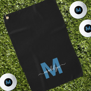 Serviette De Golf Monogramme Initial Personnalisé Bleu Nom