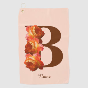 Serviette De Golf Monogramme Initiale B personnalisé Rose Orange