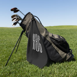 Serviette De Golf Monogramme minimaliste noir blanc initial