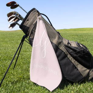 Serviette De Golf Monogramme Moderne Nom du script Élégante Feminine