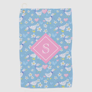 Serviette De Golf Monogramme Motif d'oies de pays vintage