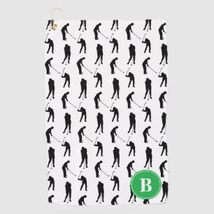 Serviette De Golf Monogramme motif silhouettes de golfeurs