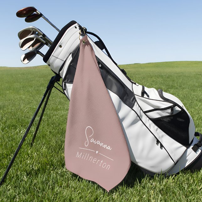 Serviette De Golf Monogramme Neutre Moderne Minimaliste Élégant (golf towel personalized with name)