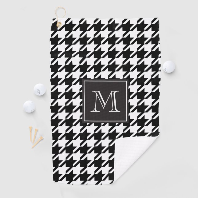 Serviette De Golf Monogramme noir de pied-de-poule (En situation)