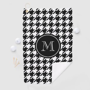 Serviette De Golf Monogramme noir et blanc de pied-de-poule