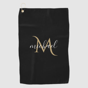 Serviette De Golf Monogramme noir et or Elégant luxe