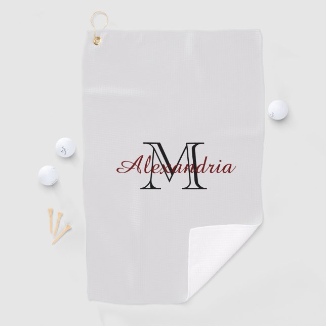 Serviette De Golf Monogramme noir gris (En situation)