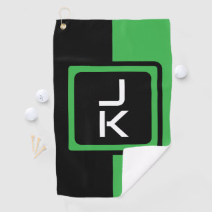 Serviette de golf Monogramme noir vert personnalis