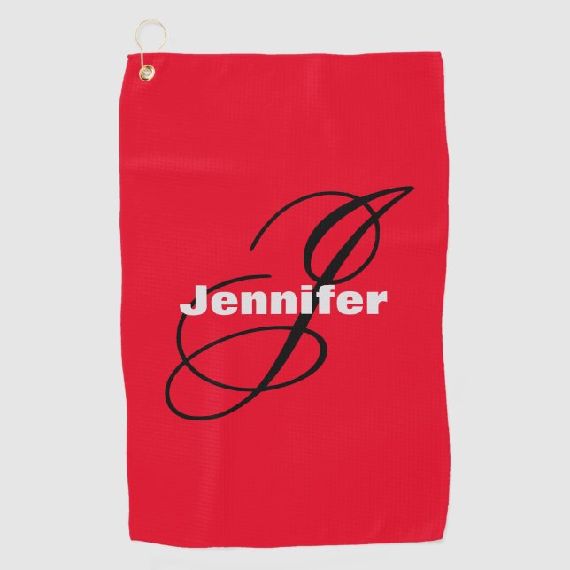 Serviette De Golf Monogramme Nom propre Initiale moderne Plaine mini (Devant)