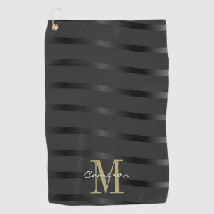 Serviette De Golf Monogramme or initial et nom sur noir
