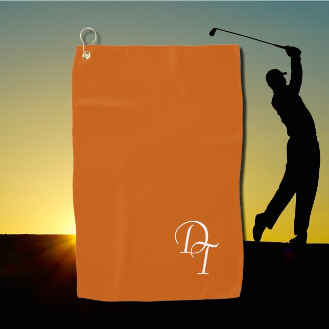 Serviette De Golf Monogramme - orange brûlée (Créateur téléchargé)