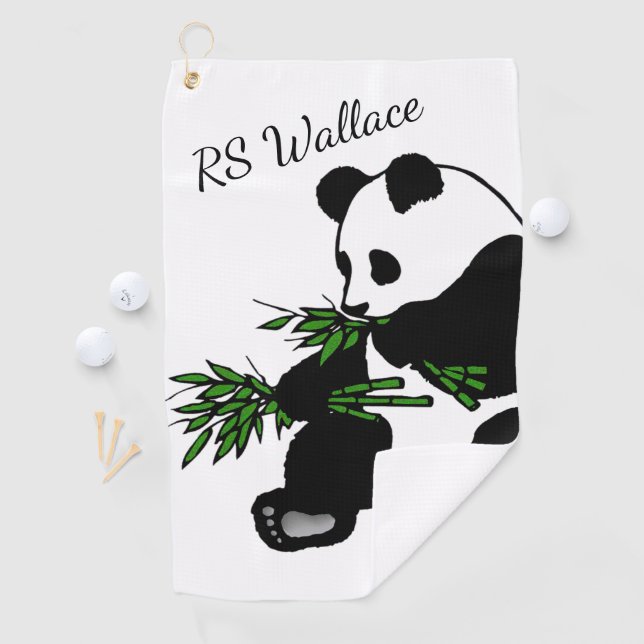 Serviette De Golf Monogramme ou nom du panda géant (En situation)