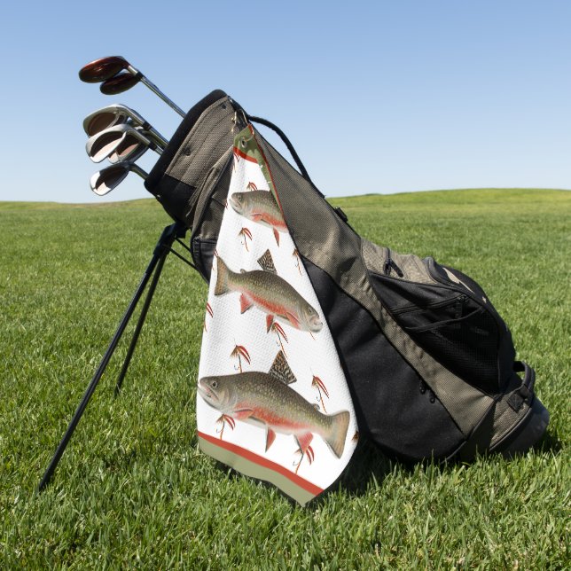 Serviette De Golf Monogramme Pêcheurs Voler Pêche Truite Brook Gol (Vert)