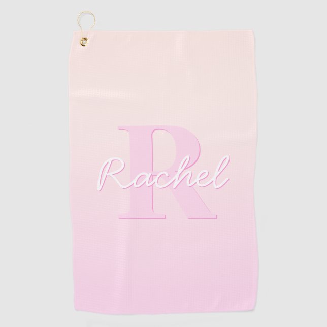 Serviette De Golf Monogramme personnalisable | Ombre de la pêche et  (Devant)