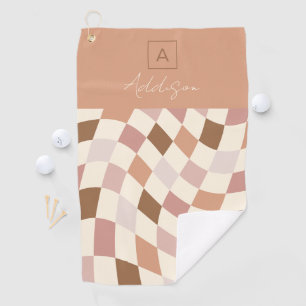 Serviette De Golf Monogramme Personnalisé Élégant Neutre à Carreaux