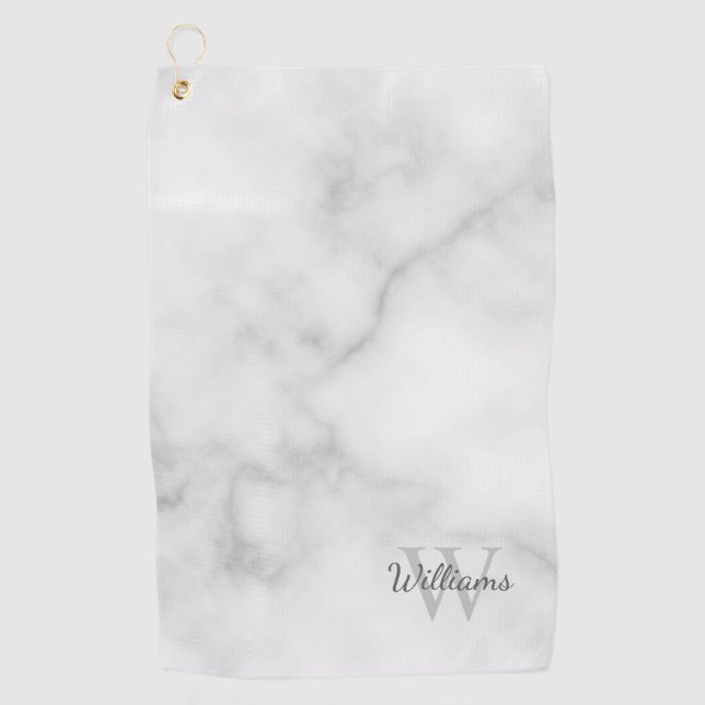 Serviette De Golf Monogramme personnalisé et apparence de marbre de  (Devant)