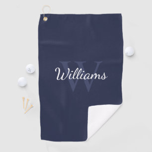 Serviette De Golf Monogramme personnalisé et nom Navy Blue