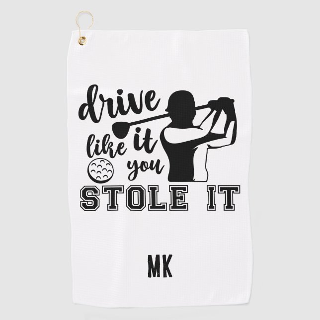 Serviette De Golf Monogramme personnalisé Funny noir blanc (Devant)