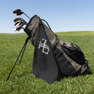 Serviette De Golf Monogramme Personnalisé Gris Noir Blanc