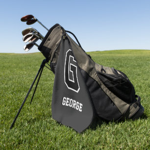 Serviette De Golf Monogramme personnalisé noir blanc pour lui